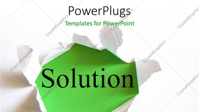  Presentation with torn paper - Torn white paper reveals solution on green surface?