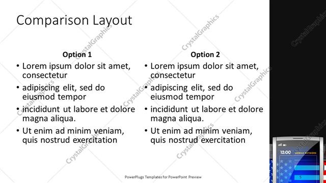 Comparison presentation slide layout