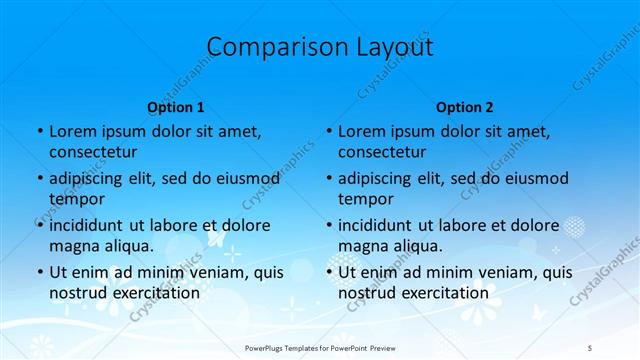 Comparison presentation slide layout