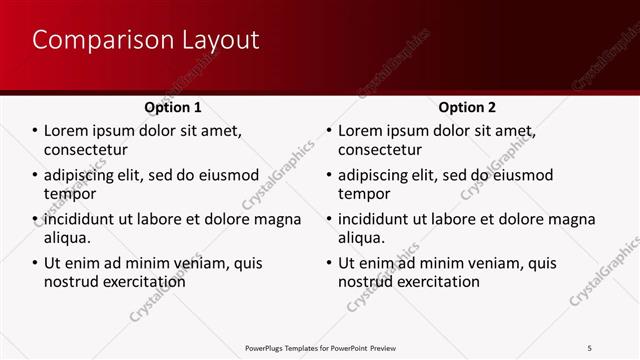 Comparison presentation slide layout