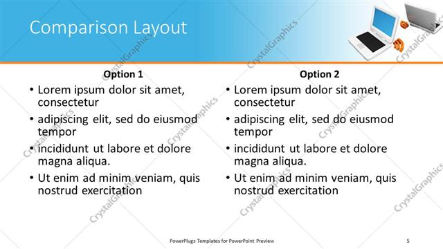 Comparison presentation slide layout