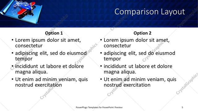 Comparison presentation slide layout