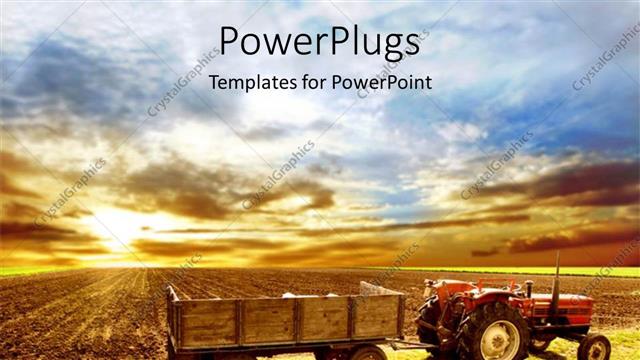  Presentation with agriculture - A tractor trolly on a field