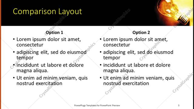 Comparison presentation slide layout