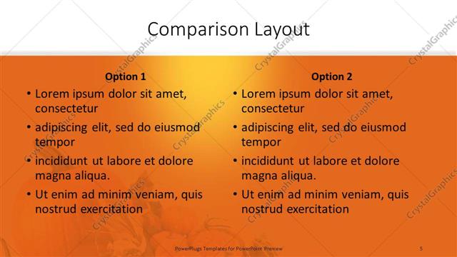 Comparison presentation slide layout