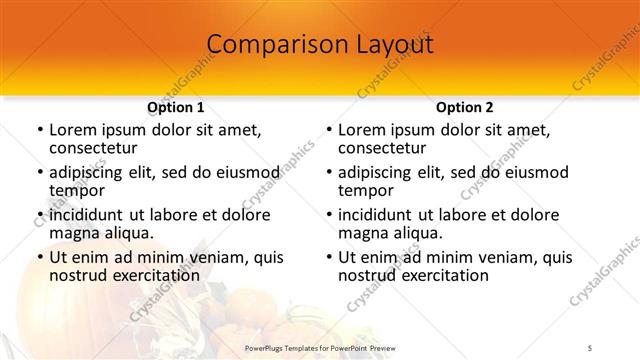 Comparison presentation slide layout