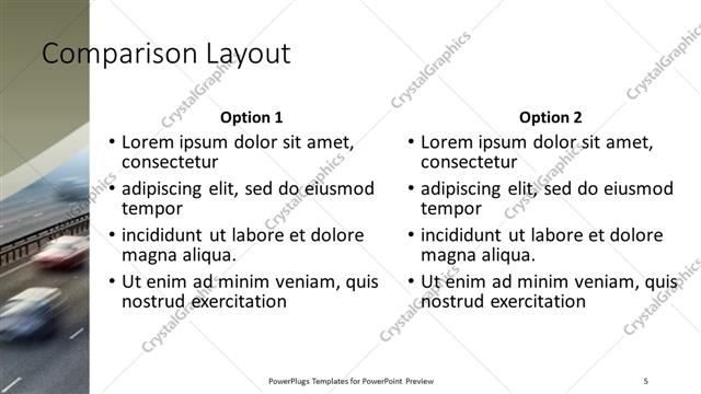 Comparison presentation slide layout