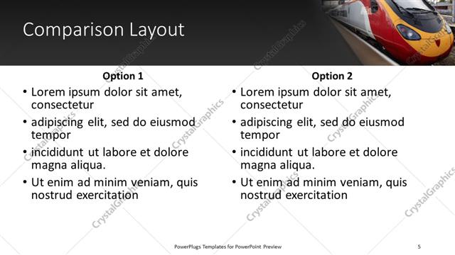 Comparison presentation slide layout