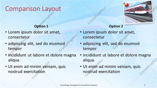 Comparison presentation slide layout