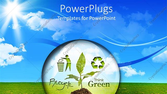  Presentation with bubble - Transparent bubble with a plant and recycle symbol