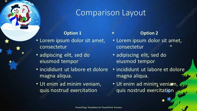 Comparison presentation slide layout