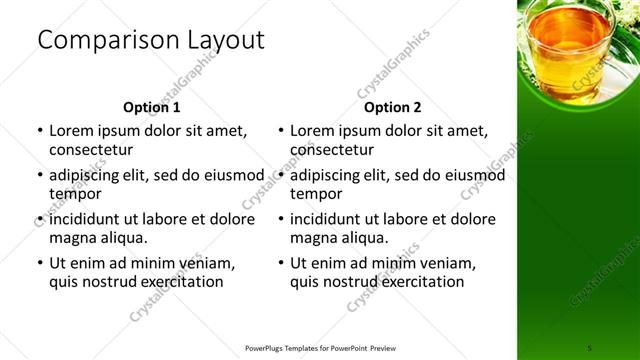 Comparison presentation slide layout