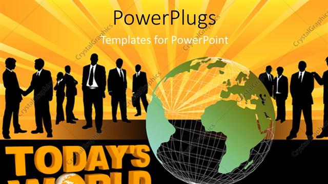  Presentation with transparent earth - Transparent earth globe with business men shaking hands?