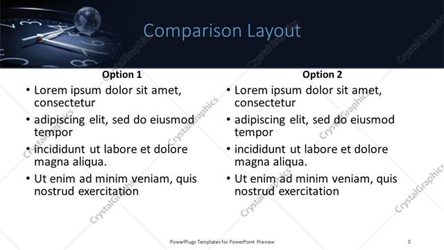 Comparison presentation slide layout