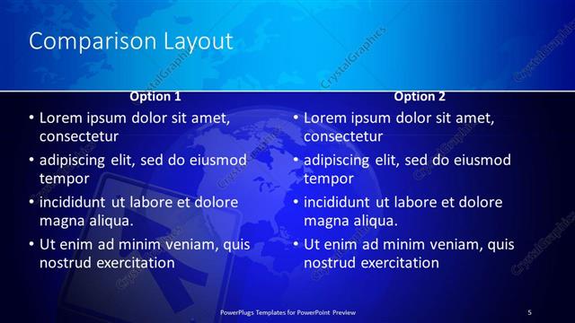 Comparison presentation slide layout