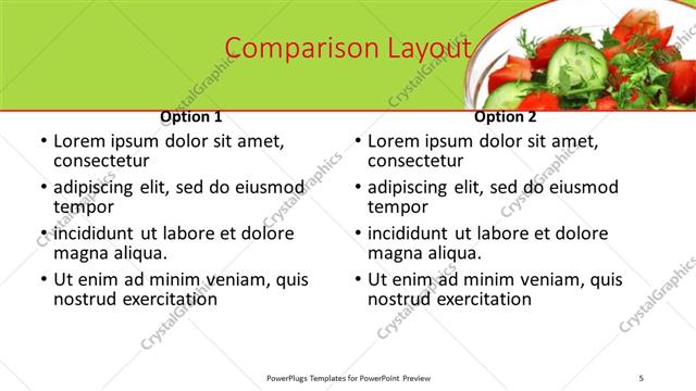 Comparison presentation slide layout