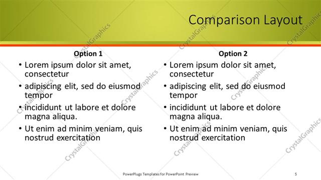 Comparison presentation slide layout