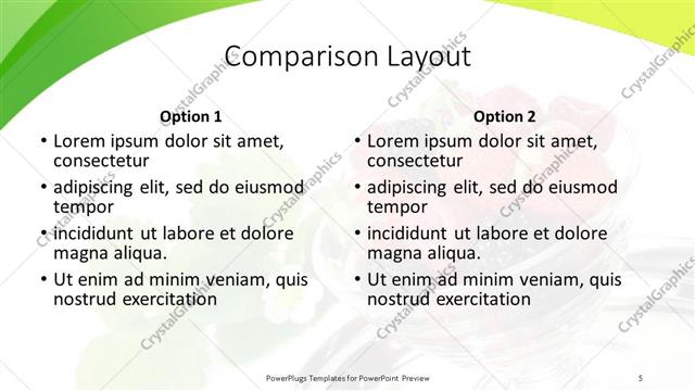 Comparison presentation slide layout