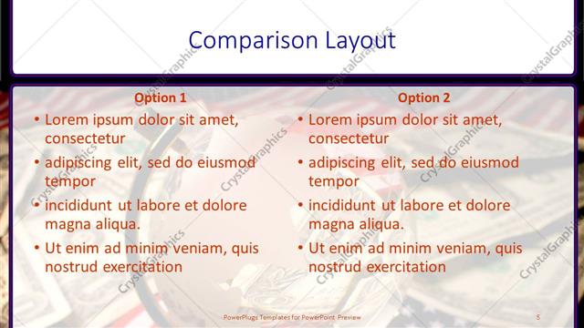 Comparison presentation slide layout