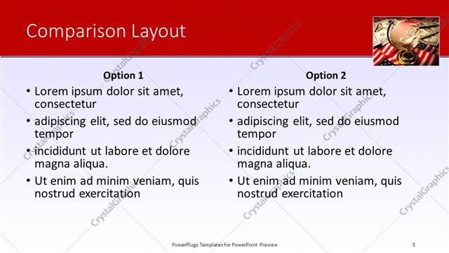 Comparison presentation slide layout