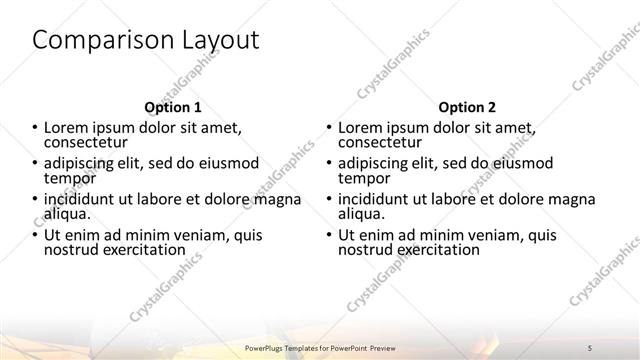 Comparison presentation slide layout
