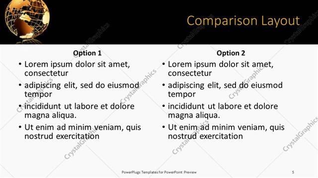 Comparison presentation slide layout