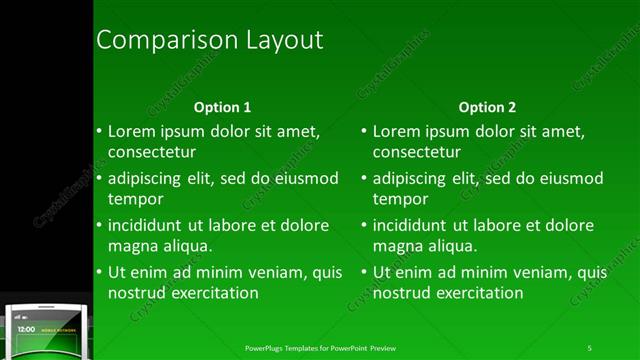 Comparison presentation slide layout