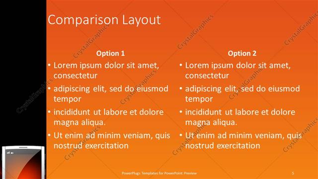 Comparison presentation slide layout