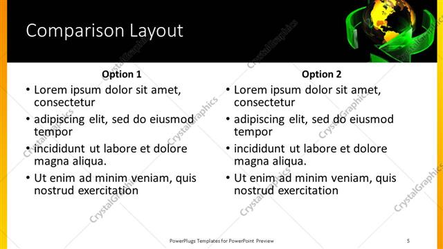 Comparison presentation slide layout