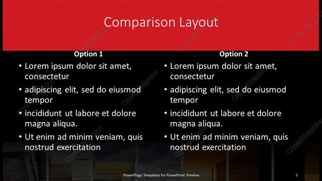 Comparison presentation slide layout