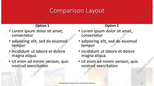 Comparison presentation slide layout