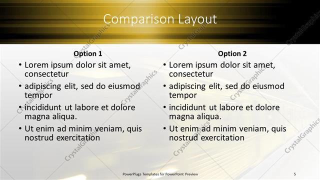 Comparison presentation slide layout