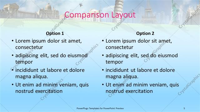 Comparison presentation slide layout