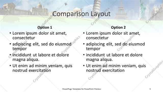 Comparison presentation slide layout