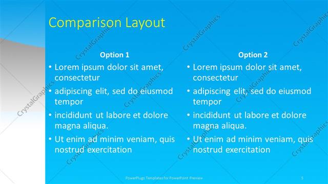 Comparison presentation slide layout