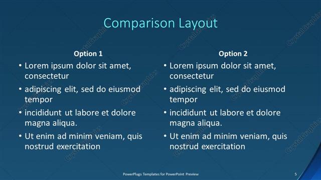Comparison presentation slide layout