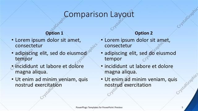 Comparison presentation slide layout