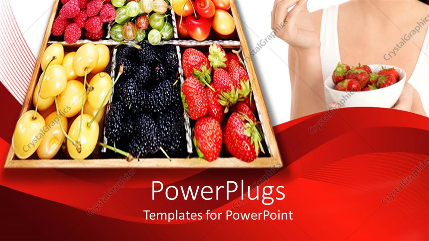 Featuring a Tray with Different Types of Fruits and a Smiling Lady