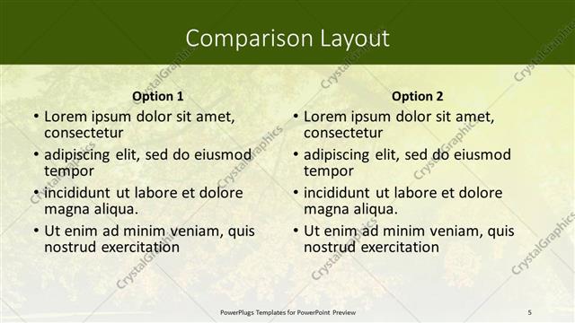 Comparison presentation slide layout