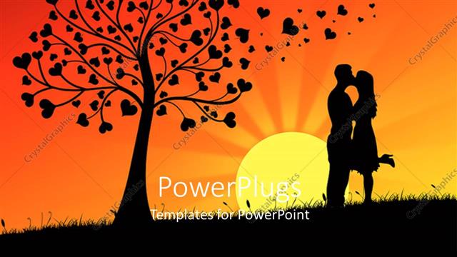  Presentation with hearts - A tree of hearts with sunset in background