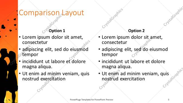 Comparison presentation slide layout