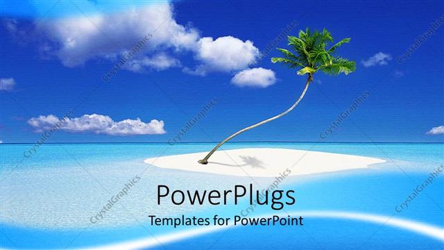  Presentation with crystal - A tree on an island surrounded by crystal clear sea water