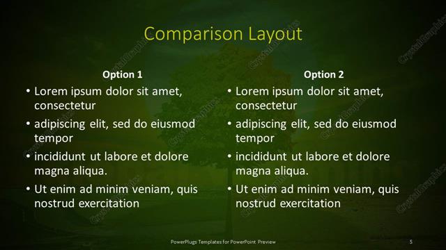 Comparison presentation slide layout
