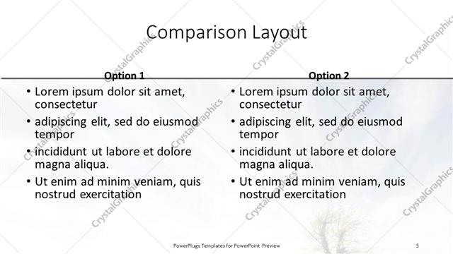 Comparison presentation slide layout