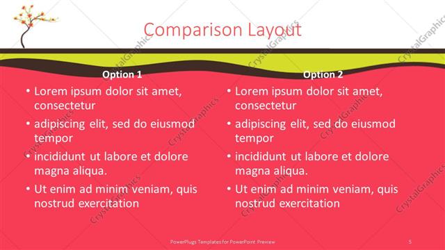 Comparison presentation slide layout
