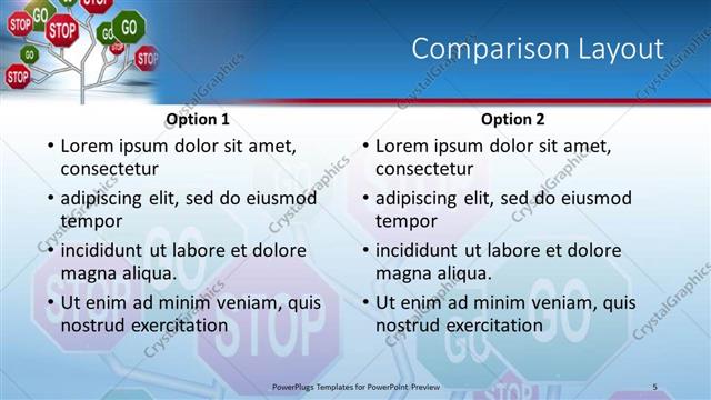 Comparison presentation slide layout