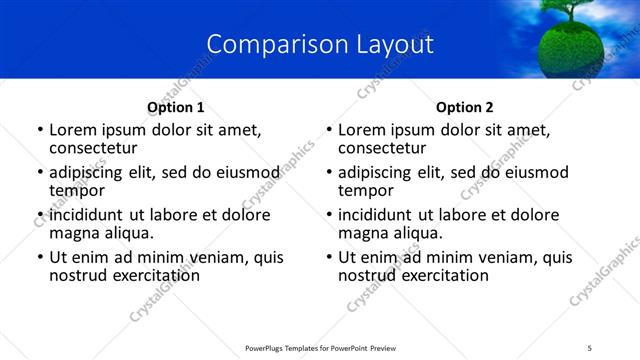 Comparison presentation slide layout