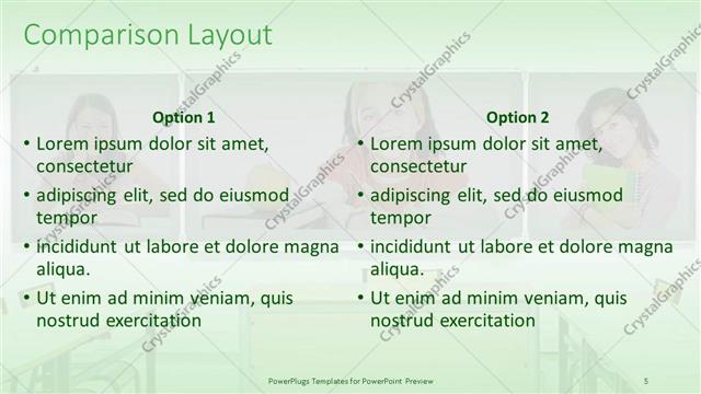 Comparison presentation slide layout
