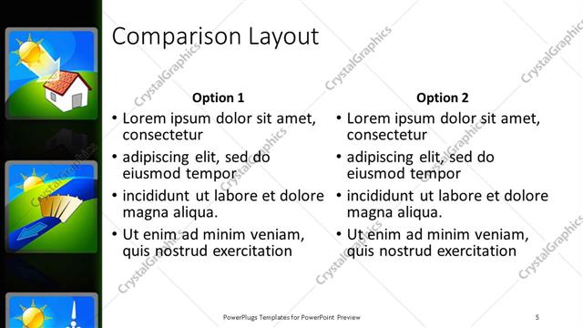 Comparison presentation slide layout