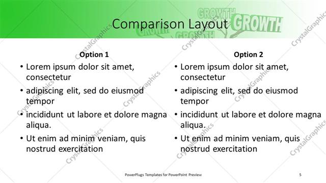 Comparison presentation slide layout